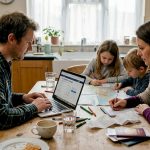Family planning trip around kitchen table