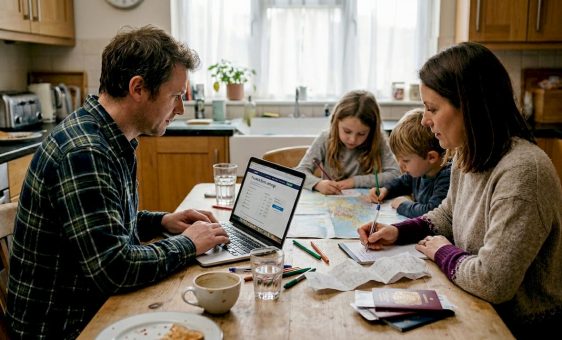 Family planning trip around kitchen table