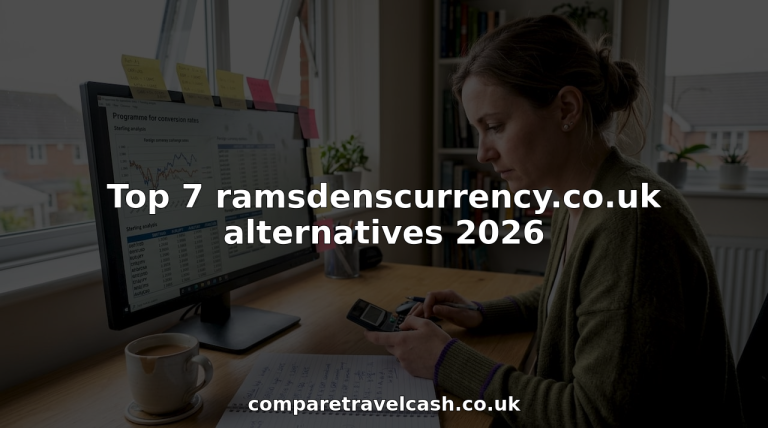 Person comparing travel money rates in home office