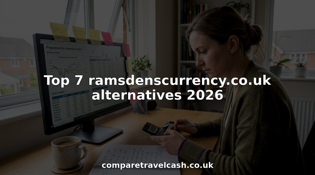 Person comparing travel money rates in home office