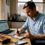 UK traveller comparing exchange rates at home