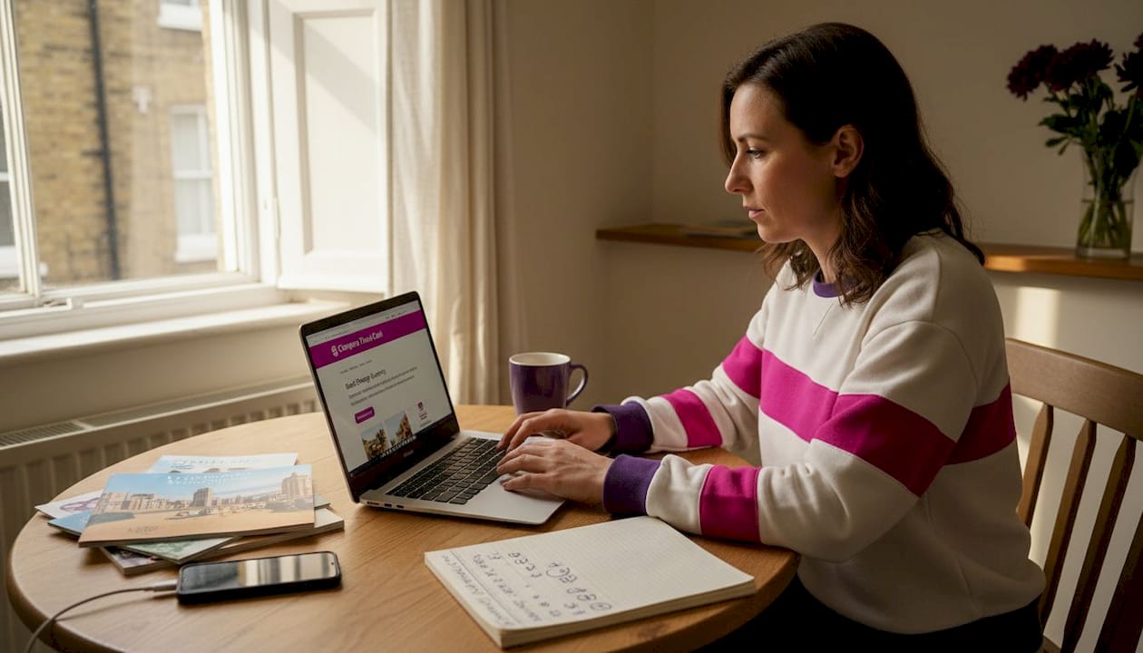 Traveller books currency online at kitchen table