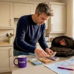 Traveler preparing cash for currency exchange
