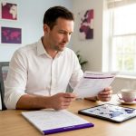Professional reviewing foreign cash payment documents
