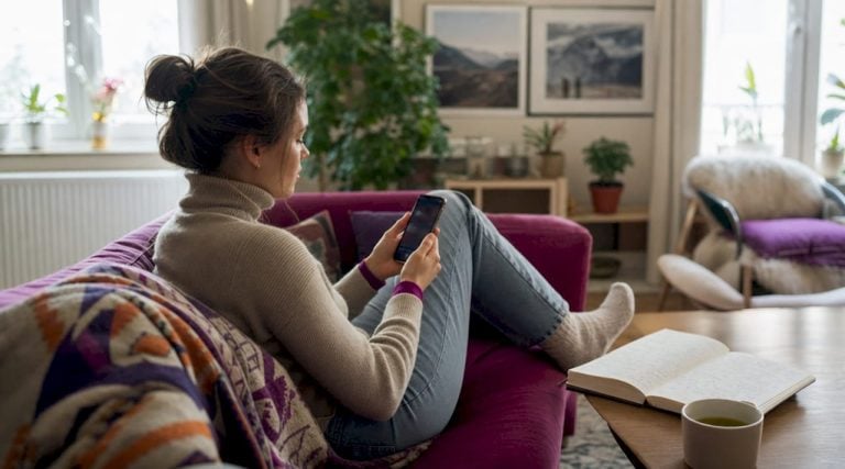 UK traveller using smartphone for rate alerts
