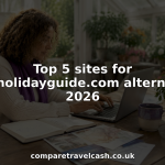 Woman comparing travel money rates at home