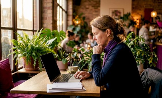 Person using currency comparison website at home