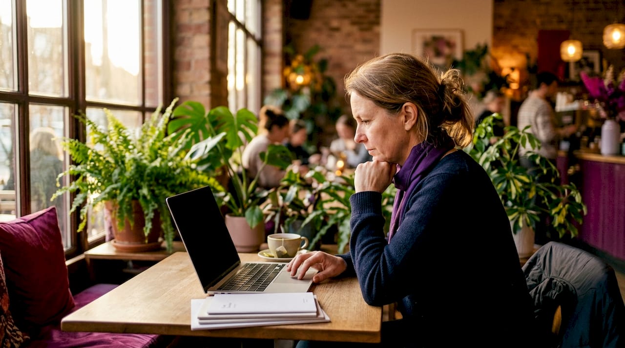 Person using currency comparison website at home